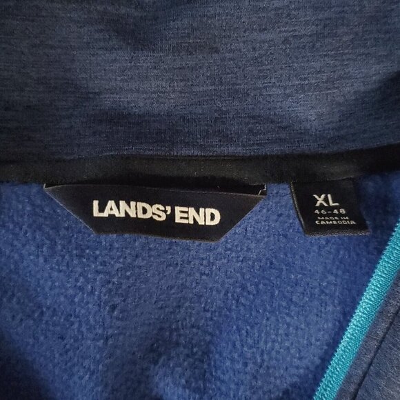 Lands End Mens Jacket XL Blue Full Zip Active Activewear Fleece Lined Light Wt - Picture 3 of 7